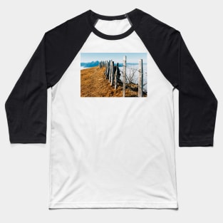 Mountains of Central Switzerland With Wooden Fence in Foreground Baseball T-Shirt